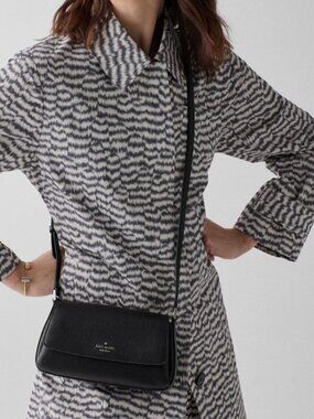 New Kate Spade Sutton Mini Crossbody Bag Delicate Pebble Leather Black